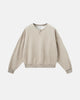 Boxy long sleeve Henley collar sweatshirt with ribbed cuffs and hem