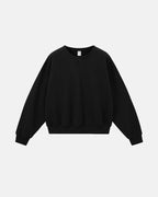 Boxy long sleeve Henley collar sweatshirt with ribbed cuffs and hem