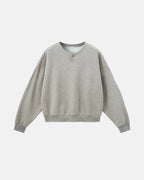 Boxy long sleeve Henley collar sweatshirt with ribbed cuffs and hem