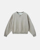 Boxy long sleeve Henley collar sweatshirt with ribbed cuffs and hem