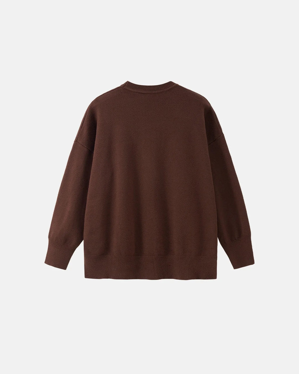Men's plain crew neck knit sweater with long sleeves and ribbed trims
