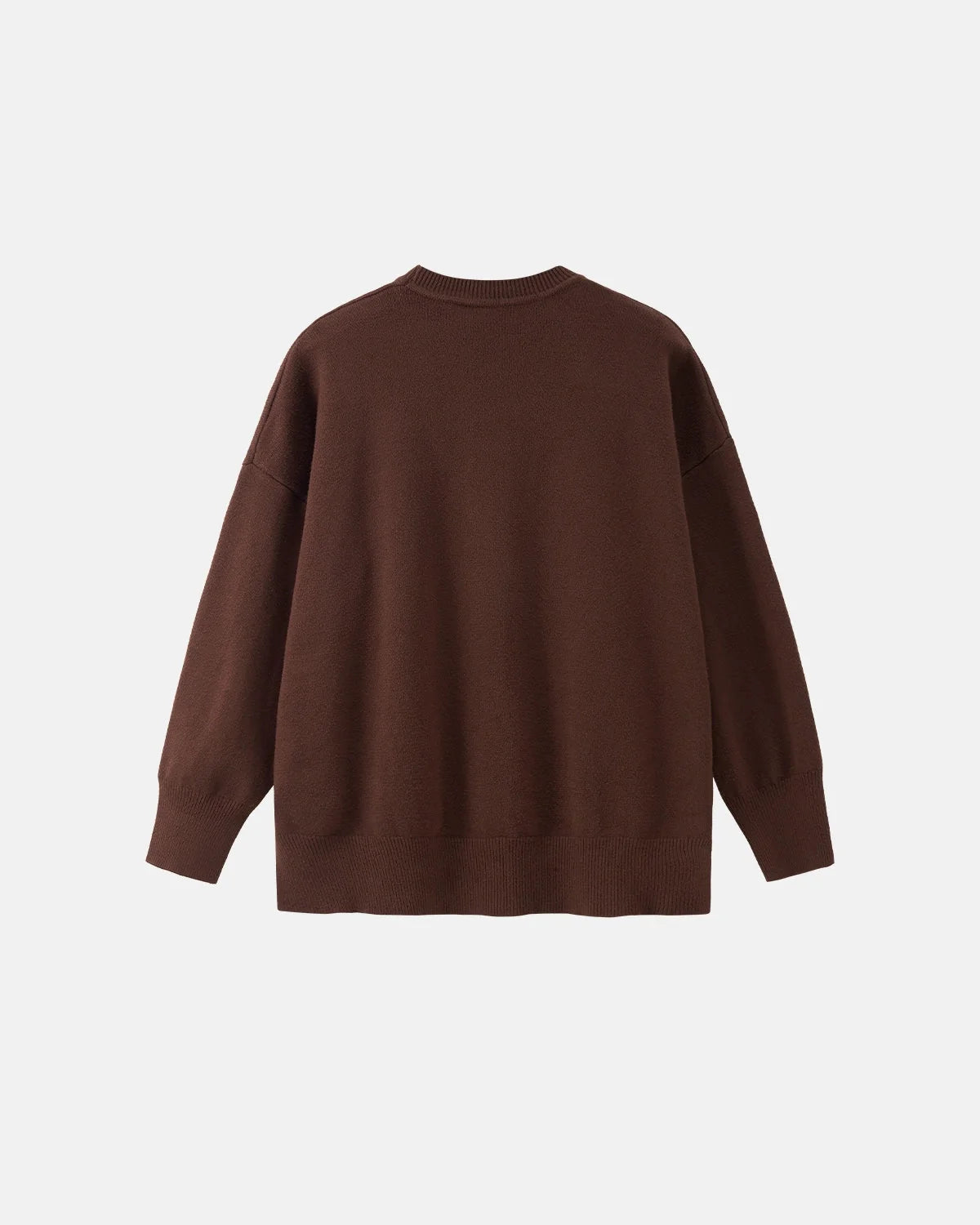 Men's plain crew neck knit sweater with long sleeves and ribbed trims