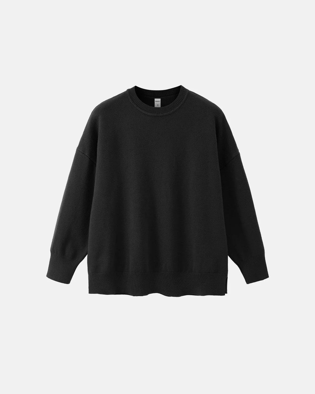 Men's plain crew neck knit sweater with long sleeves and ribbed trims