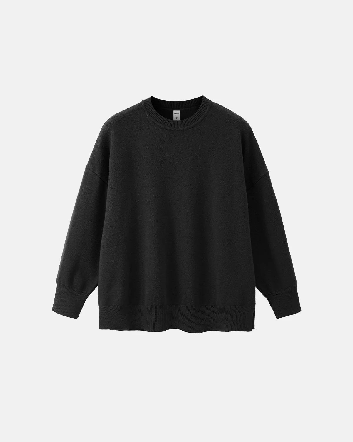 Men's plain crew neck knit sweater with long sleeves and ribbed trims