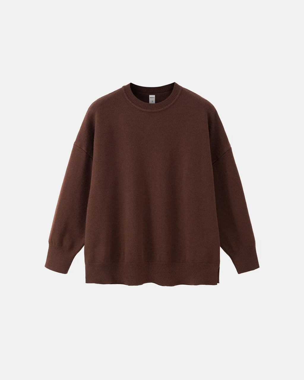 Men's plain crew neck knit sweater with long sleeves and ribbed trims