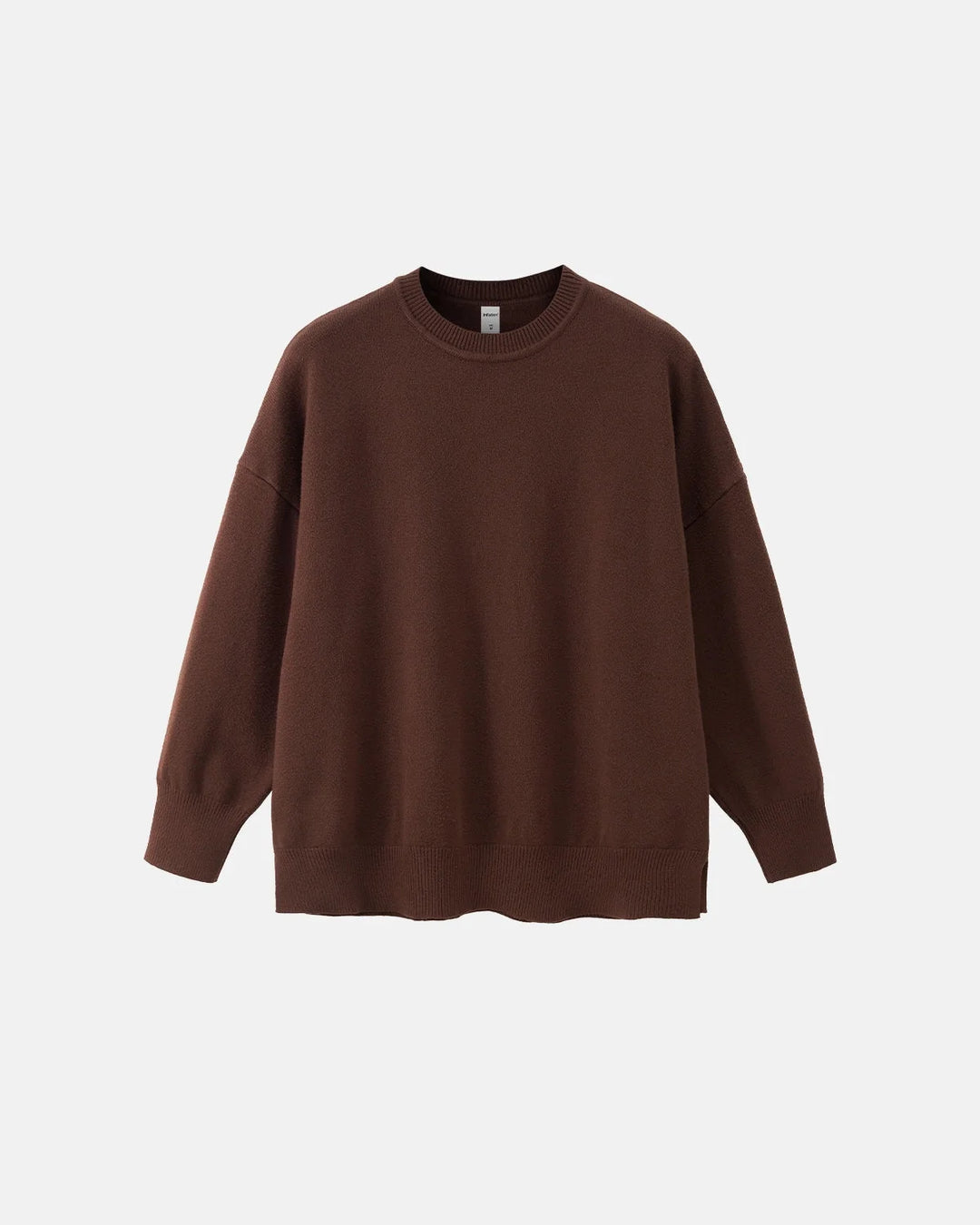 Men's plain crew neck knit sweater with long sleeves and ribbed trims