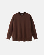 Men's plain crew neck knit sweater with long sleeves and ribbed trims