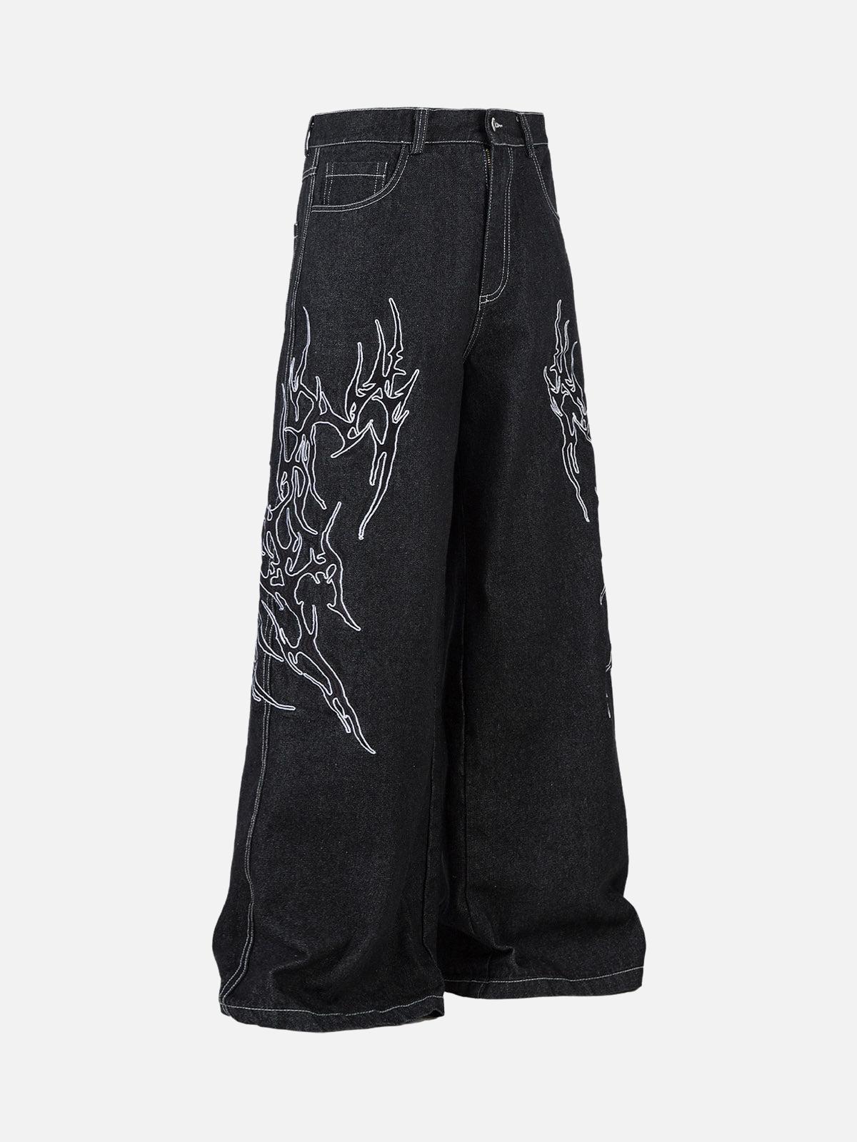 talishko-embroidered-flame-black-baggy-jeans-streetwear-fashion