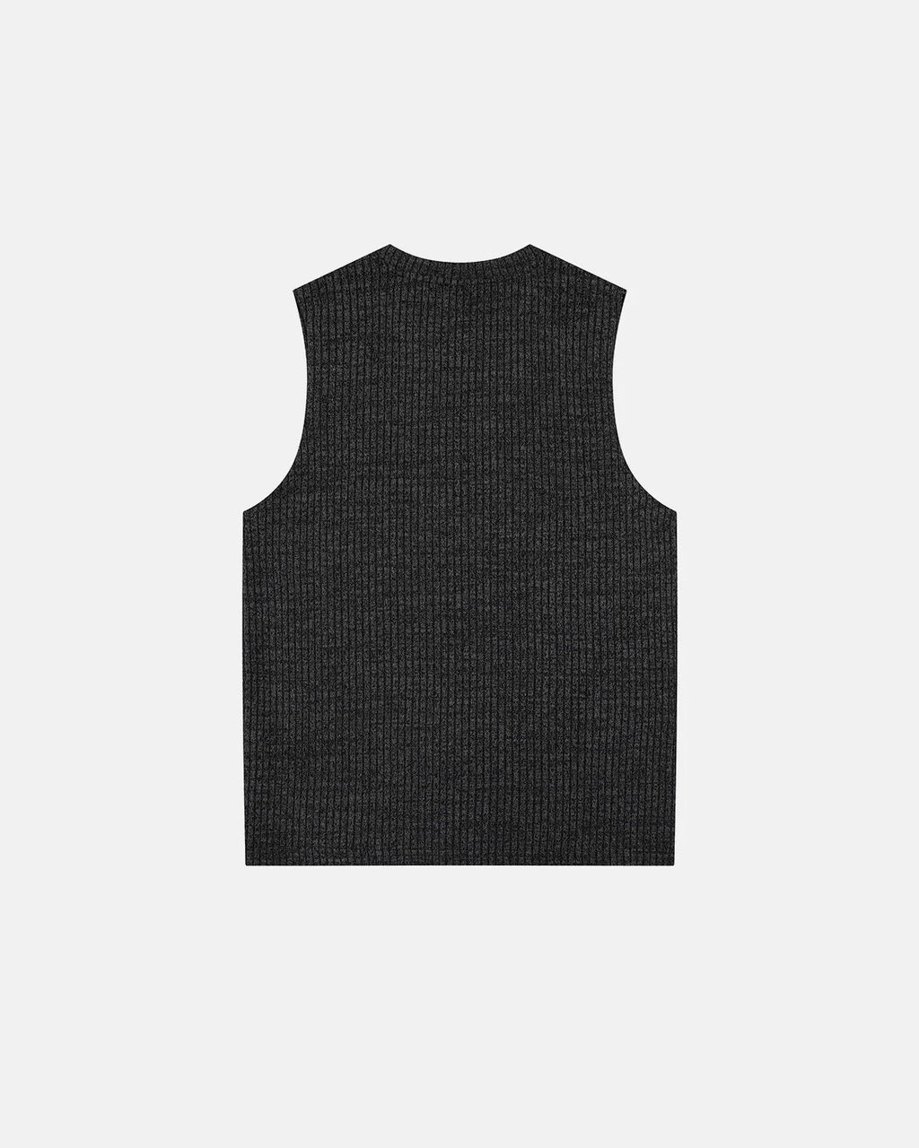 Women's sleeveless ribbed knit tank top with embroidered front rows