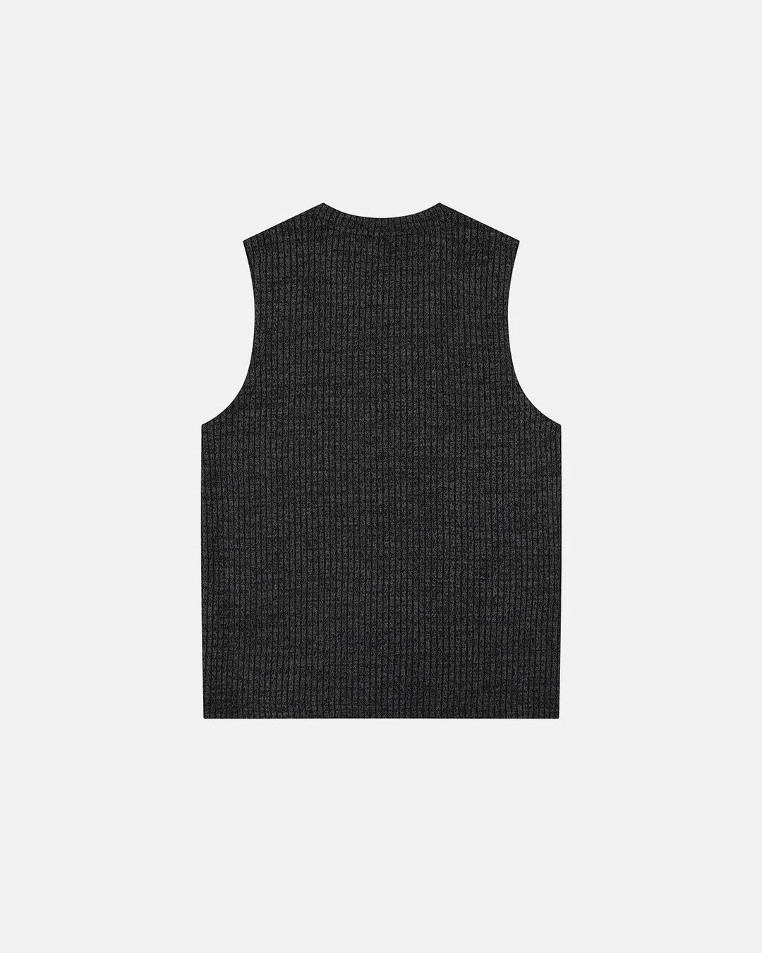 Women's sleeveless ribbed knit tank top with embroidered front rows