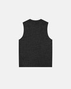 Women's sleeveless ribbed knit tank top with embroidered front rows