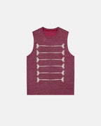 Women's sleeveless ribbed knit tank top with embroidered front rows