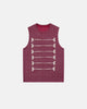 Women's sleeveless ribbed knit tank top with embroidered front rows