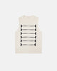 Women's sleeveless ribbed knit tank top with embroidered front rows