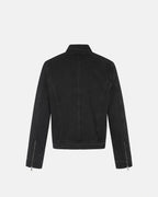 Men's black stand collar denim jacket