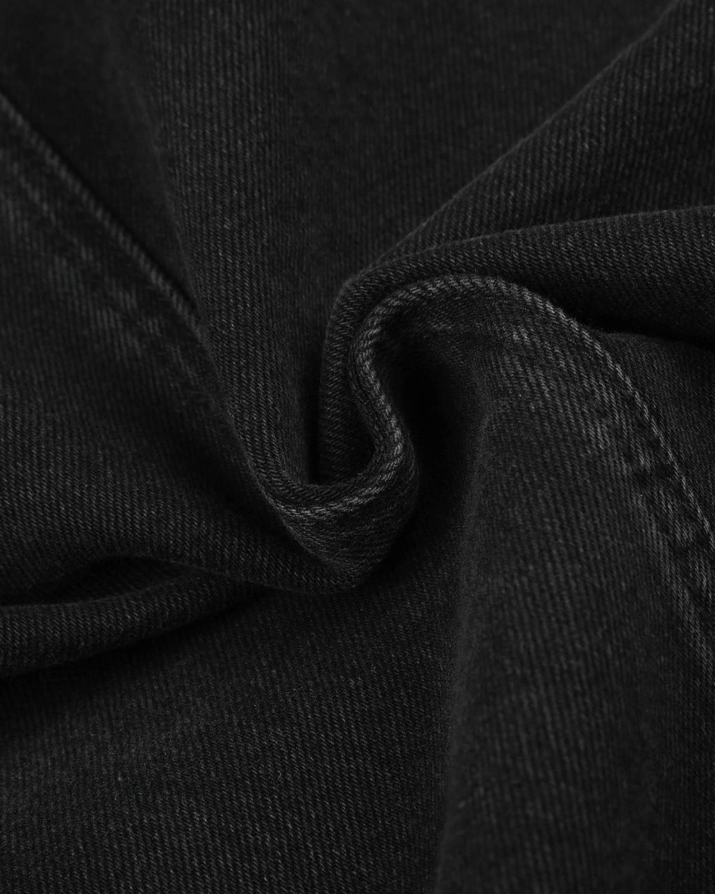 Men's black stand collar denim jacket