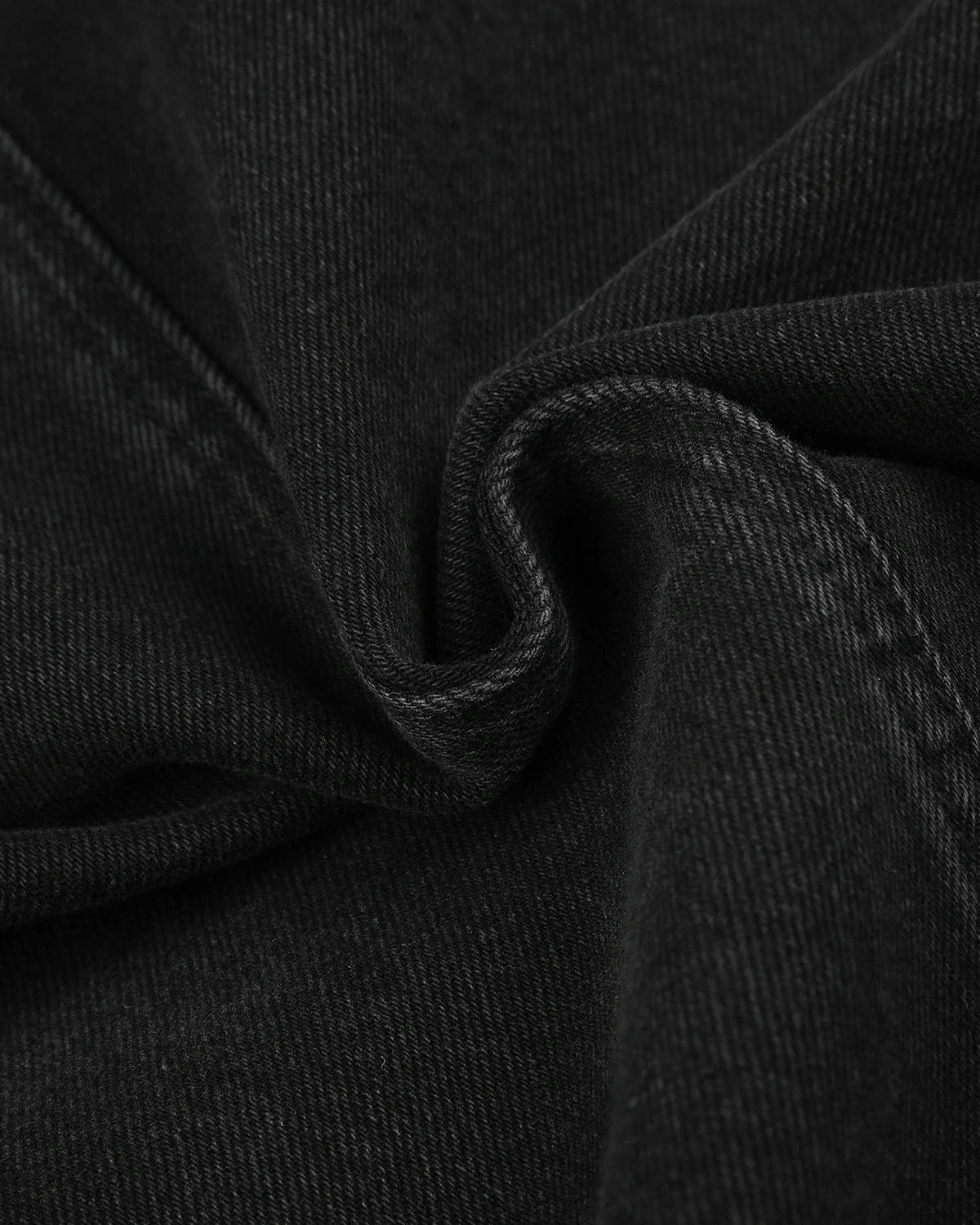 Men's black stand collar denim jacket