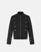 Men's black stand collar denim jacket
