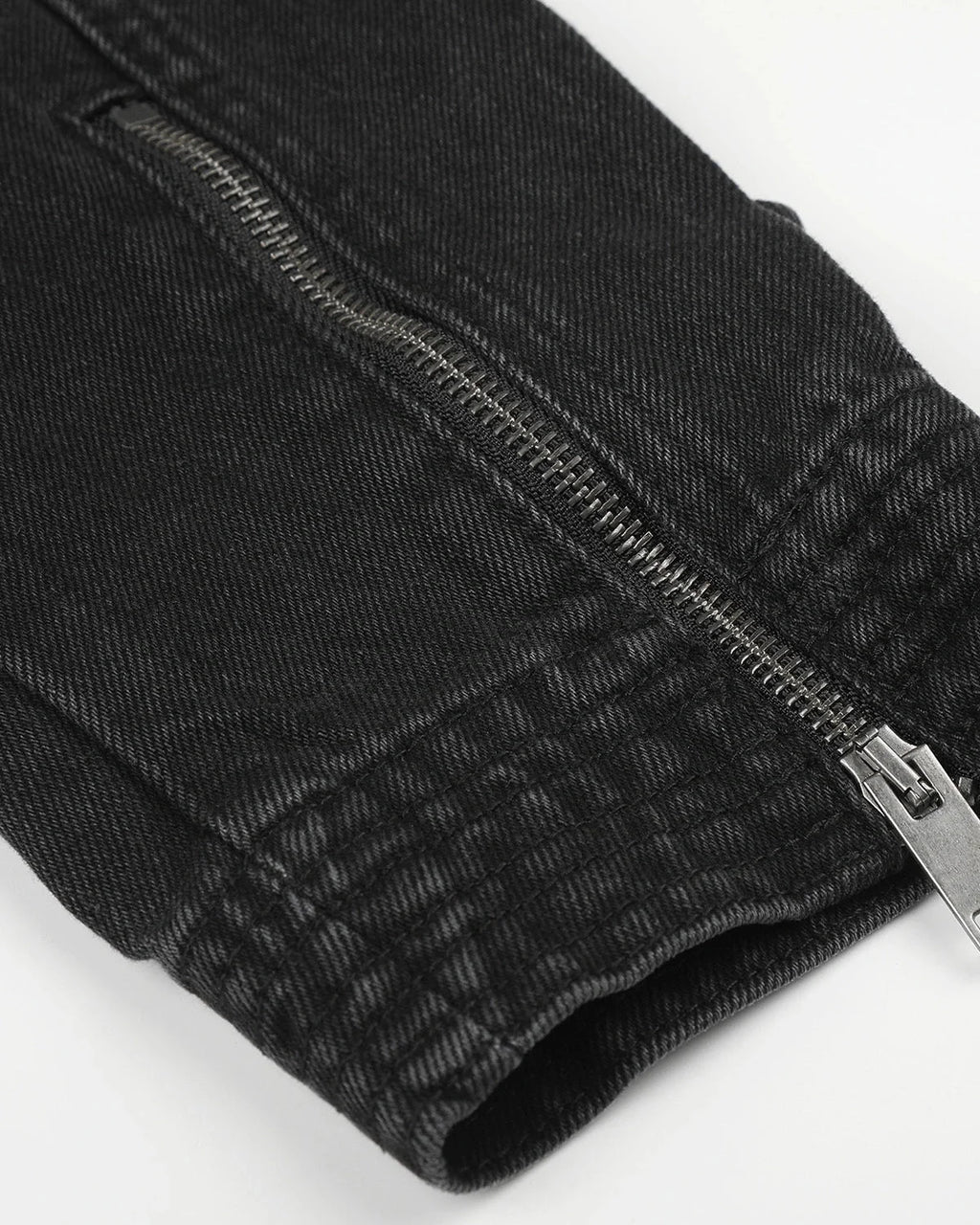 Men's black stand collar denim jacket