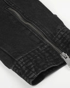 Men's black stand collar denim jacket