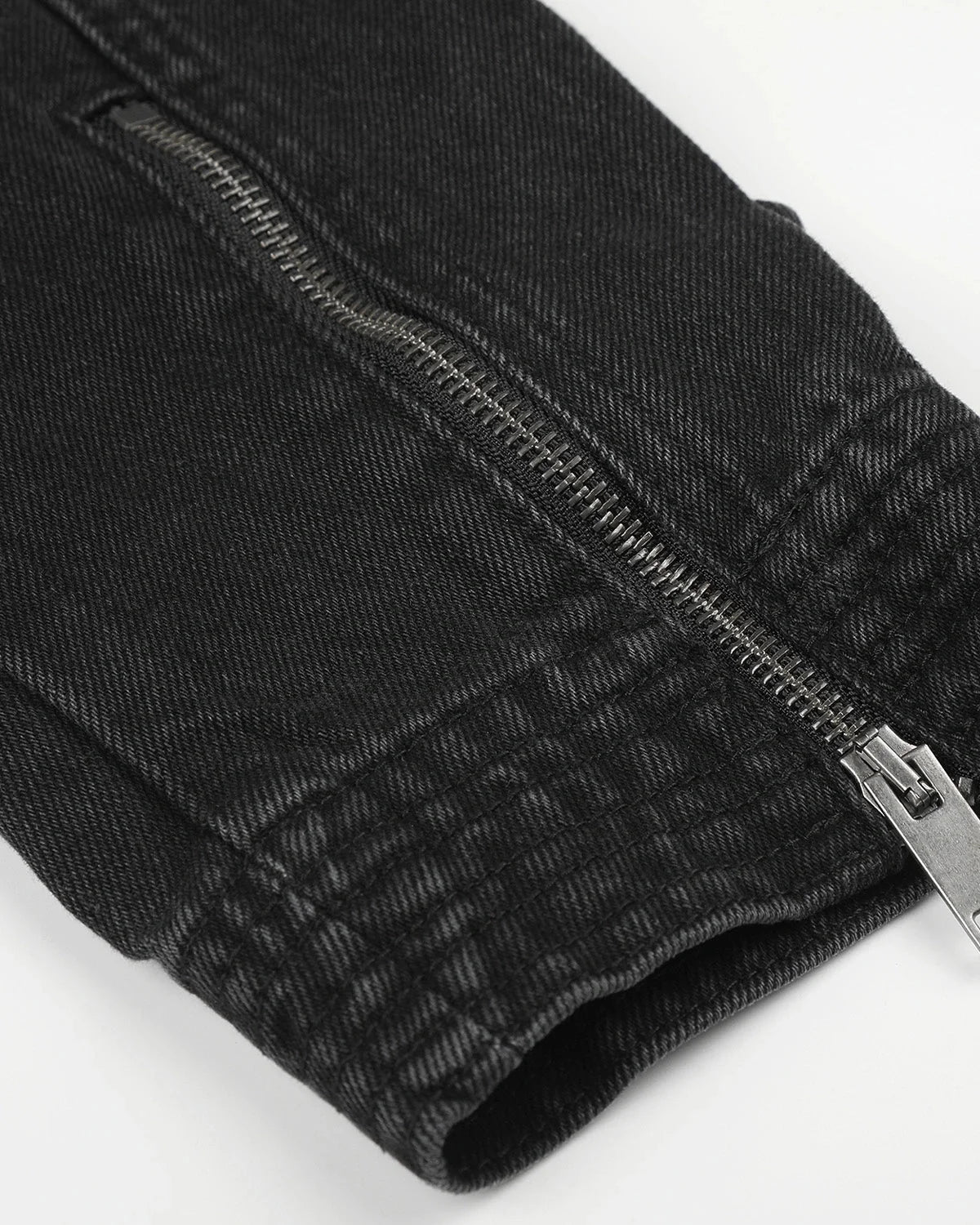 Men's black stand collar denim jacket