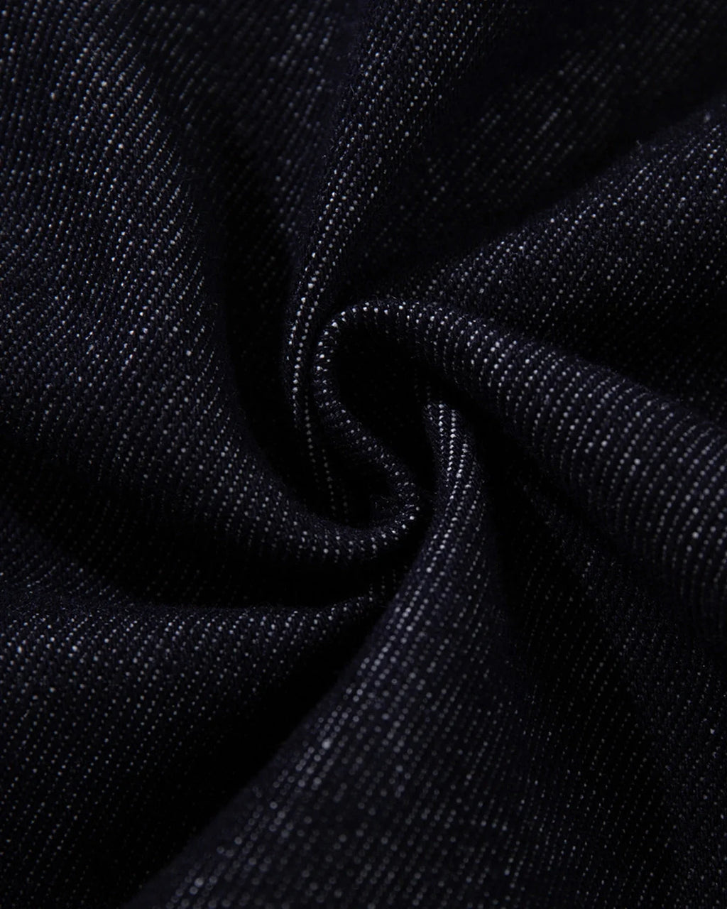 Men's dark blue denim jacket with spread collar and fireman clasp fastenings