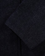 Men's dark blue denim jacket with spread collar and fireman clasp fastenings