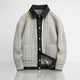 Men's ribbed button front jacket with shirt collar and patch pockets