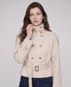 Women's short belted trench coat with high collar