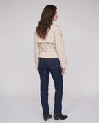 Women's short belted trench coat with high collar