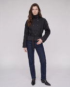 Women's short belted trench coat with high collar