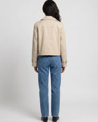 Women's beige cropped double-breasted trench jacket