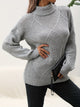 Women's geometric diamond pattern turtleneck sweater with long sleeves and ribbed trims