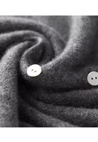 Women's plain long-sleeved button cardigan with a round neckline