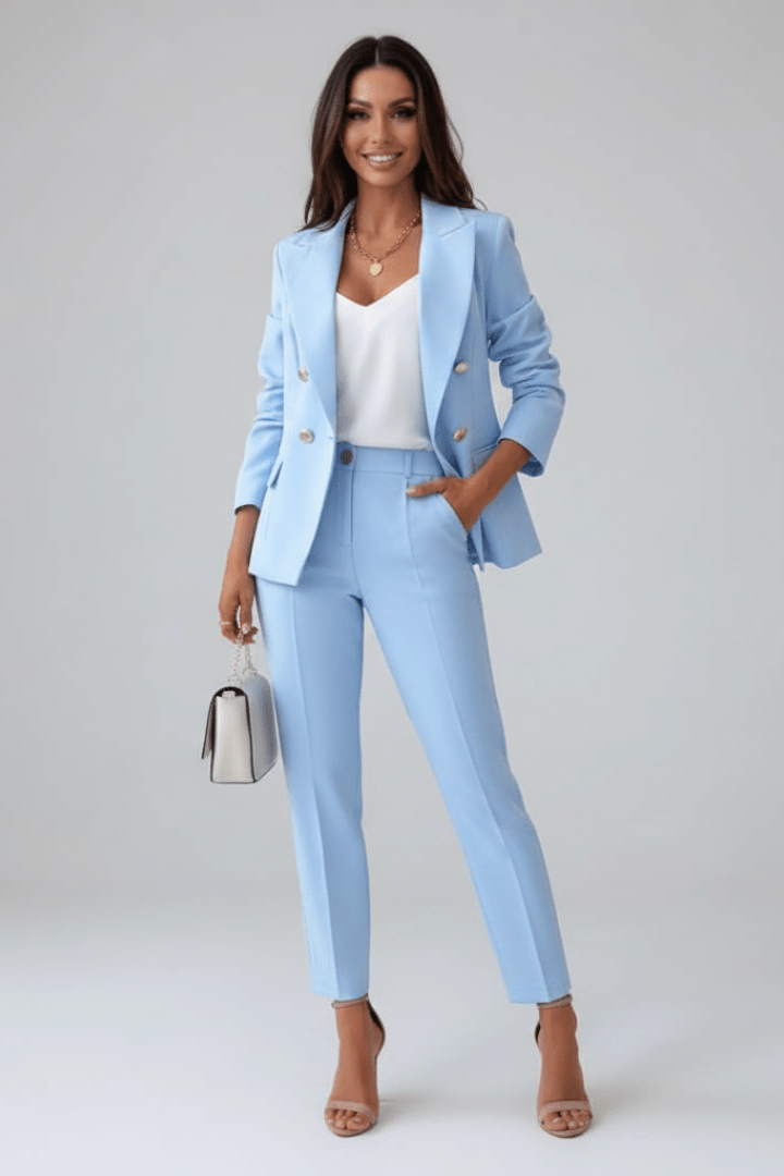 Women's blazer and matching ankle-length trouser suit set