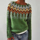 Women's oversized Fair Isle patterned crew-neck sweater with long sleeves