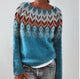 Women's oversized Fair Isle patterned crew-neck sweater with long sleeves