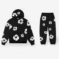 Unisex floral hoodie and jogger trousers set with hood and matching motifs