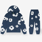 Unisex floral hoodie and jogger trousers set with hood and matching motifs