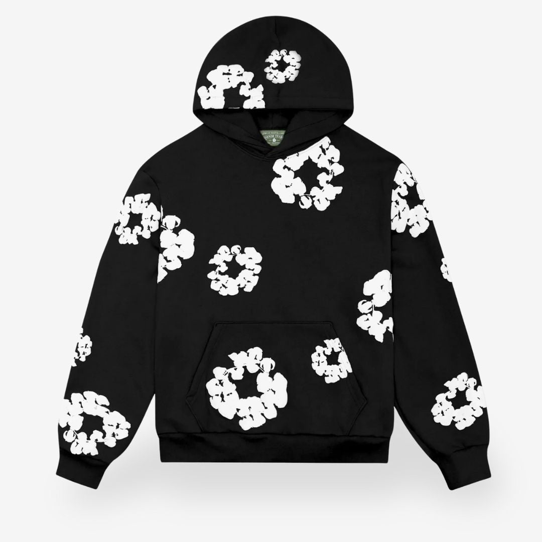 Unisex floral hoodie and jogger trousers set with hood and matching motifs