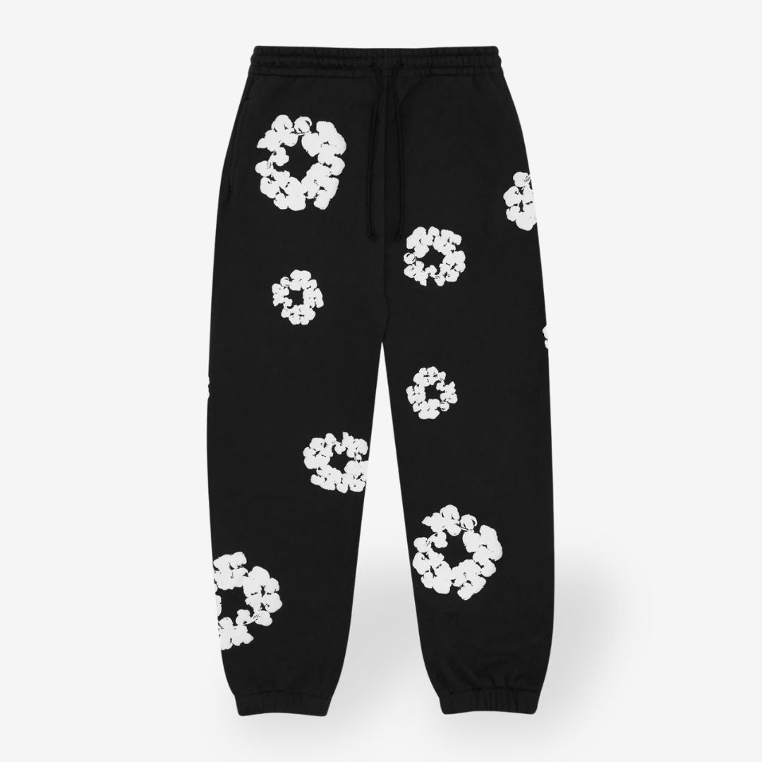 Unisex floral hoodie and jogger trousers set with hood and matching motifs