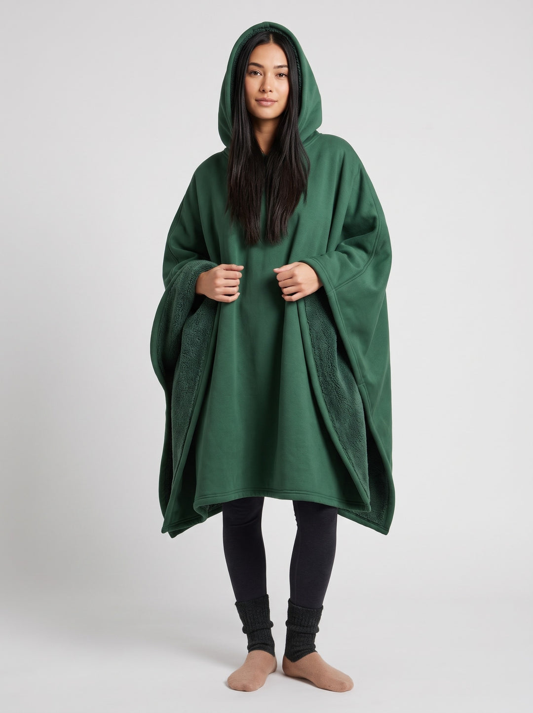 Unisex Hooded Blanket Poncho in green