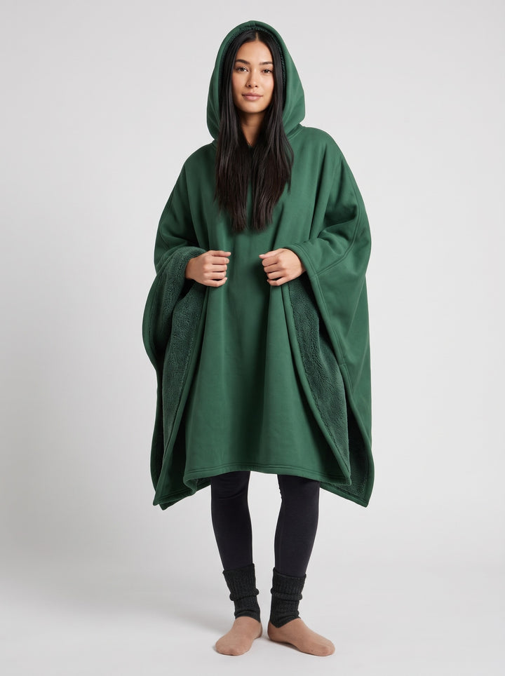 Unisex Hooded Blanket Poncho in green