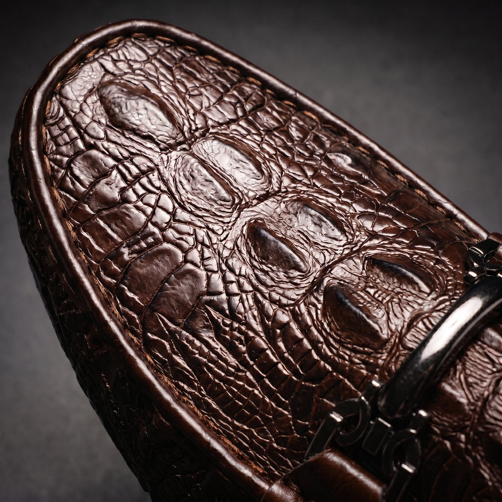 Men's croc-embossed slip-on loafers with horsebit detail