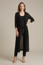 Women's longline open front cardigan with long sleeves