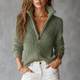 Women's textured knit half-zip sweater with raised collar