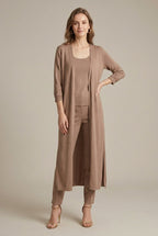 Women's longline open front cardigan with long sleeves