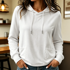 Women's plain hoodie with drawstring hood and front pockets