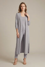 Women's longline open front cardigan with long sleeves