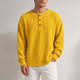Women's waffle knit henley top with long sleeves and button placket